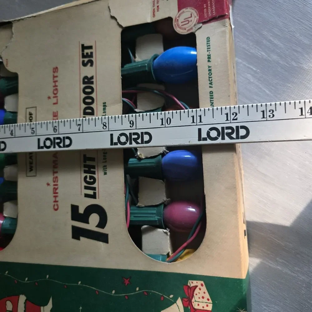 Vintage Crescent 15 Light Christmas Outdoor Set Large Bulb C7 Original Box Works
